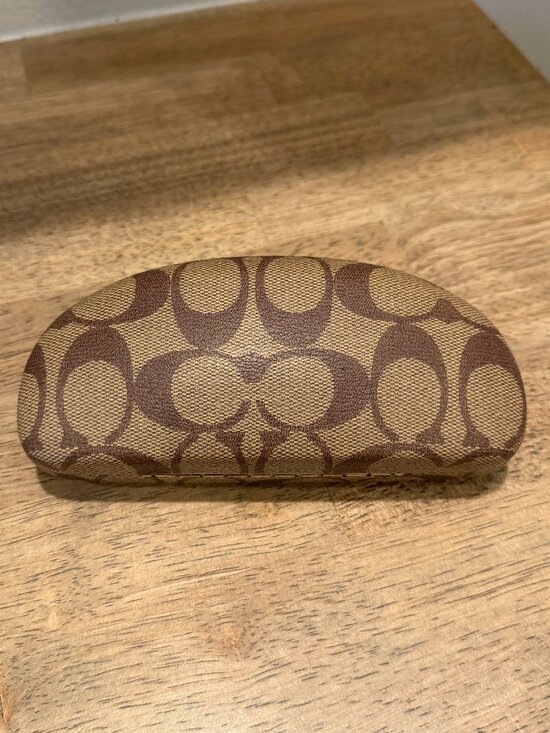 Coach Accessories - Coach Brown Tan Hard Eyeglasses Case with Cleaning Cloth